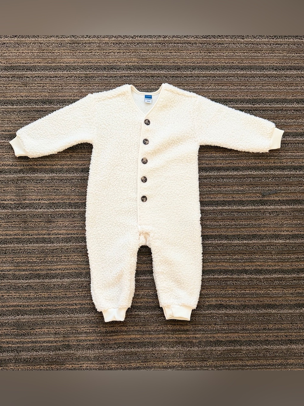 Old Navy Unisex Baby Cream Sherpa Kids Button Front One-Piece Bodysuit
